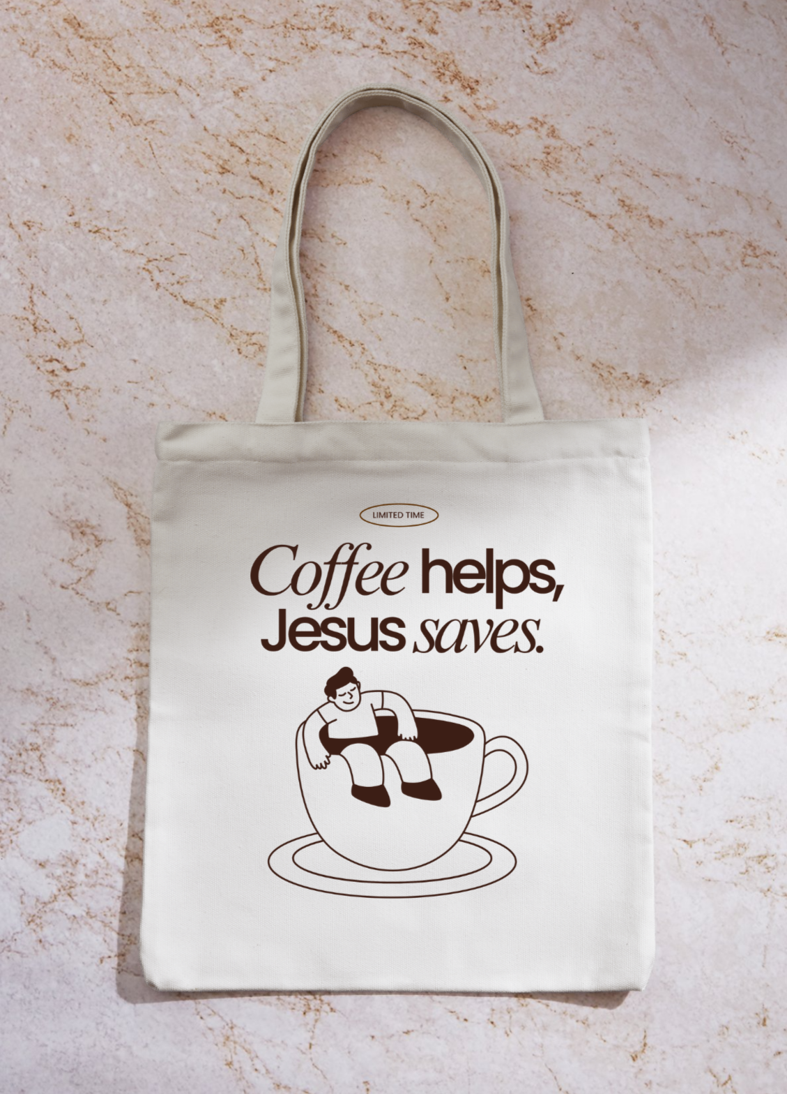 Coffee helps, Jesus saves - Canvas Shopper