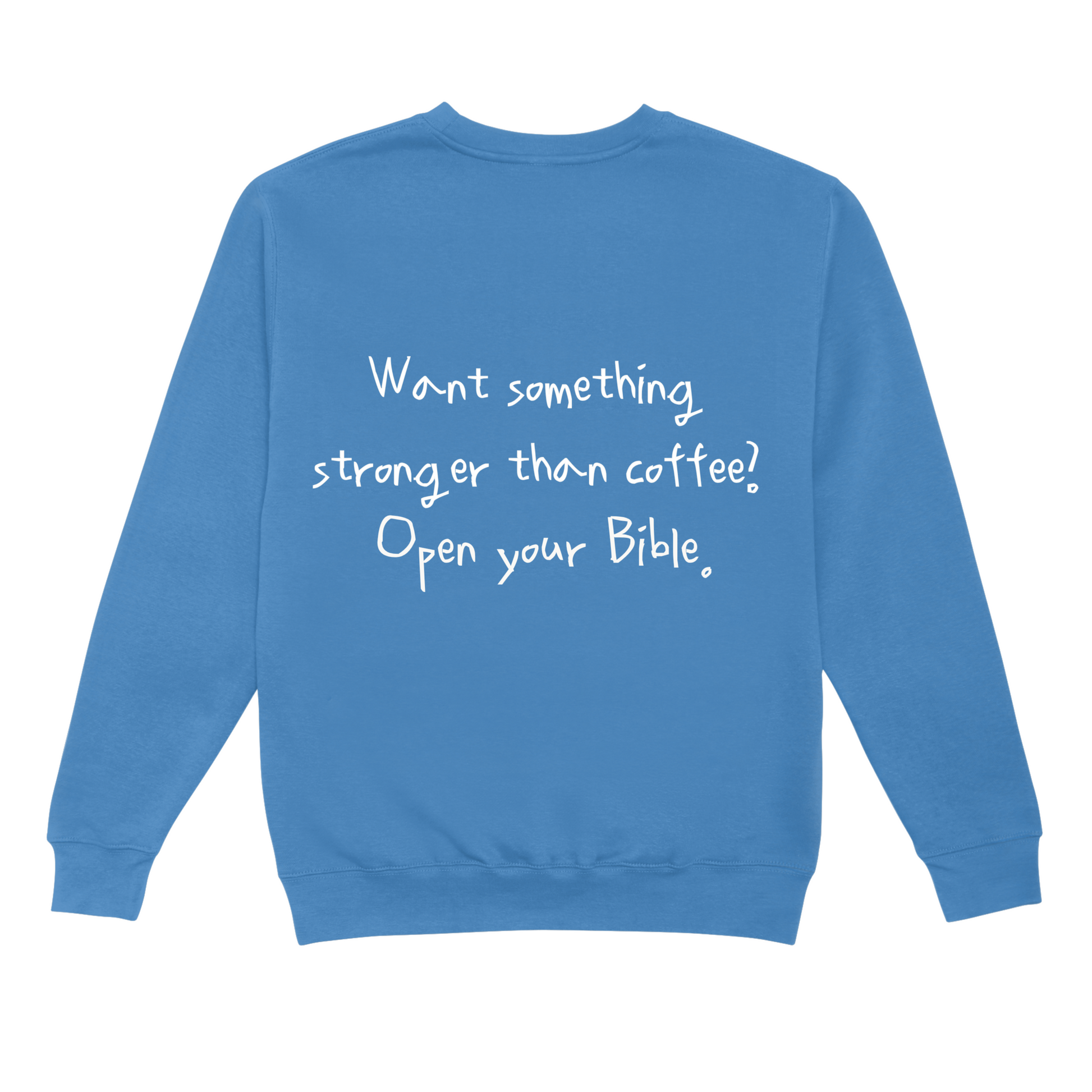 Oversized Sweatshirt, Blau, 100% Bio-Baumwolle, hinten Mockup, christliches Design von Limited Time on Earth